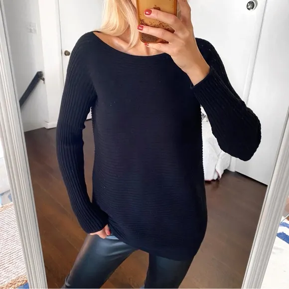 🖤 BASIC BLACK LOOSE FIT RIBBED KNIT SWEATER!