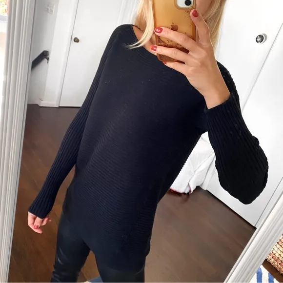 🖤 BASIC BLACK LOOSE FIT RIBBED KNIT SWEATER!