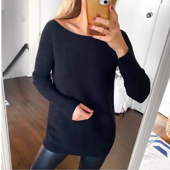 🖤 BASIC BLACK LOOSE FIT RIBBED KNIT SWEATER!