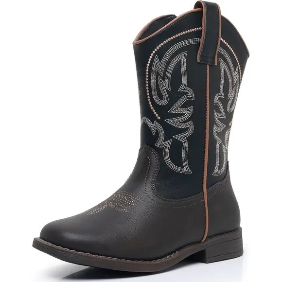⭐ Blikcon Girls Glitter Cowgirl Boots Mid Calf Western Toddler Little Big Ki