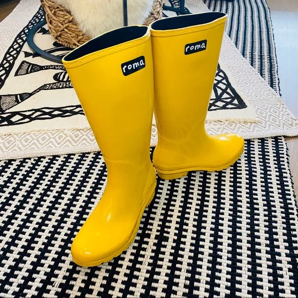 ✨ New Roma Emma Classic Black Rain Boots Size 8