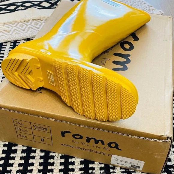 ✨ New Roma Emma Classic Black Rain Boots Size 8