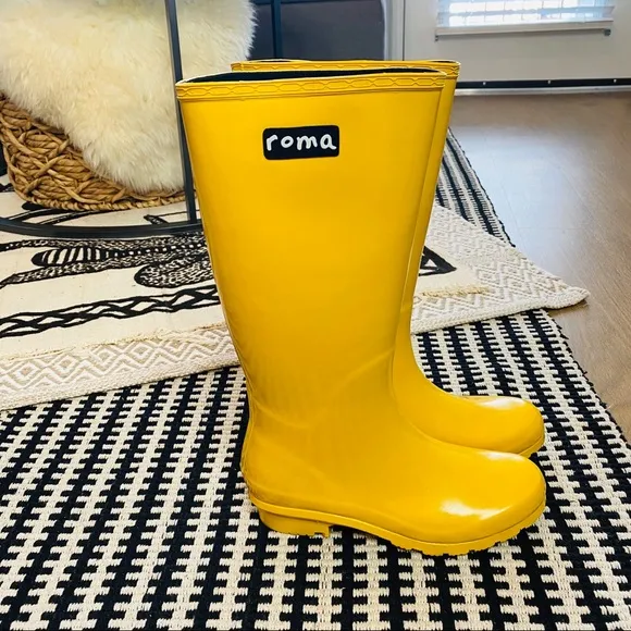 ✨ New Roma Emma Classic Black Rain Boots Size 8