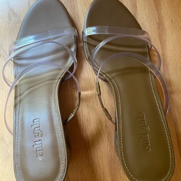 2023 Cult Gaia Merced Vinyl Wedge Sandals Size 37 EU