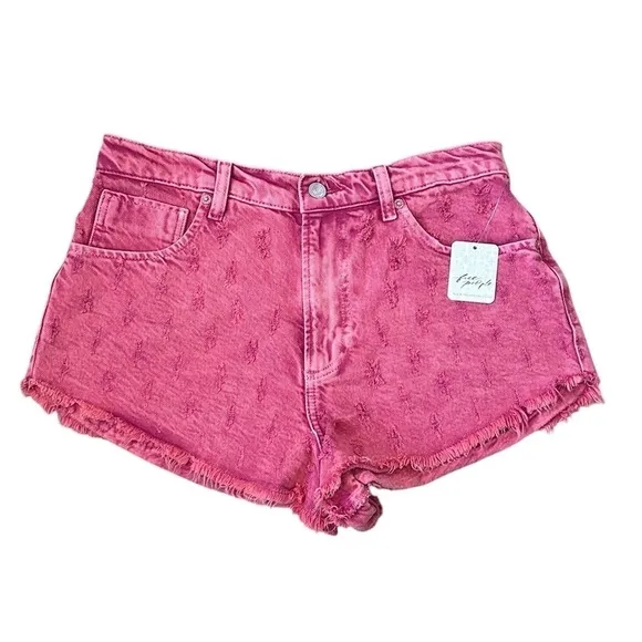 #42 NWT Free People Mixed Emotions High Rise Short in Dragonfruit Sorbet