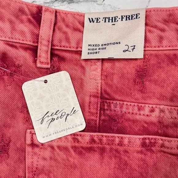 #42 NWT Free People Mixed Emotions High Rise Short in Dragonfruit Sorbet