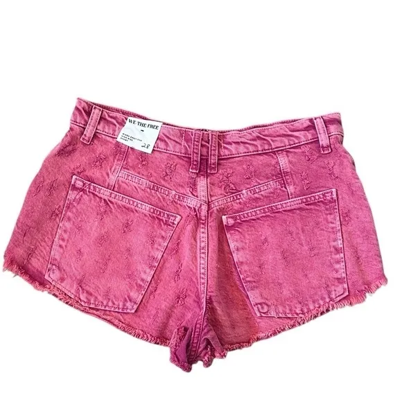 #42 NWT Free People Mixed Emotions High Rise Short in Dragonfruit Sorbet