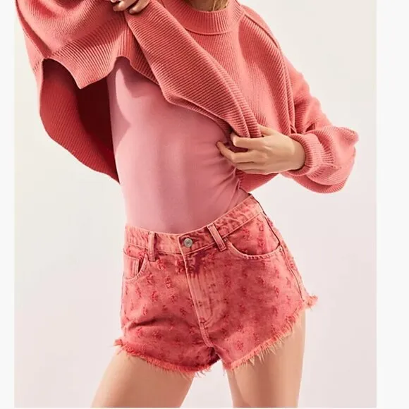 #42 NWT Free People Mixed Emotions High Rise Short in Dragonfruit Sorbet