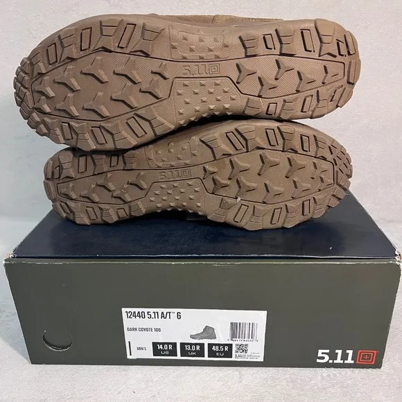 5.11 Tactical A/T 6-Inch Non-Zip Boots, Style 12440 Dark Coyote Size 14.0 R