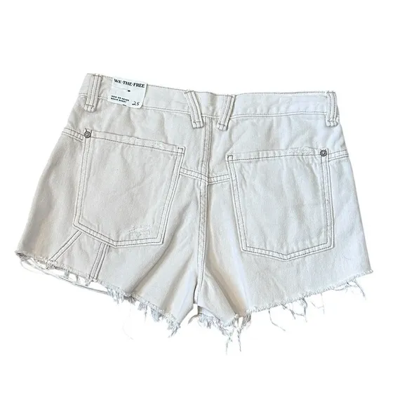 #59 NWT Free People Now Or Never Denim Shorts in Ecru