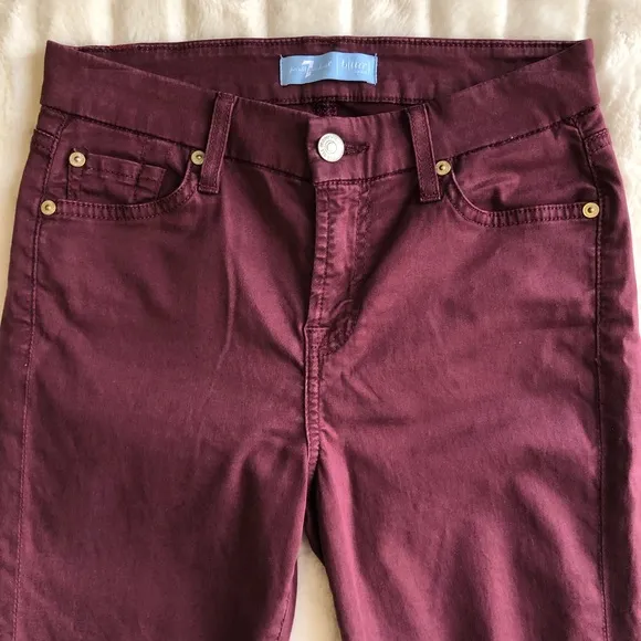 7 FOR ALL MANKIND burgundy red b(air) lightweight skinny jeans