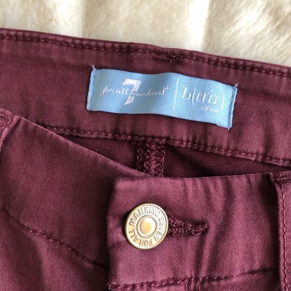 7 FOR ALL MANKIND burgundy red b(air) lightweight skinny jeans