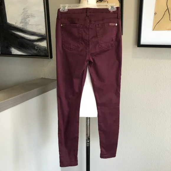 7 FOR ALL MANKIND burgundy red b(air) lightweight skinny jeans
