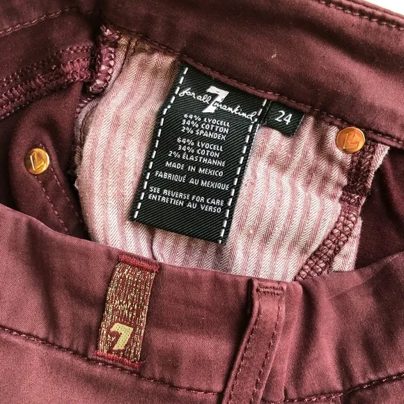 7 FOR ALL MANKIND burgundy red b(air) lightweight skinny jeans