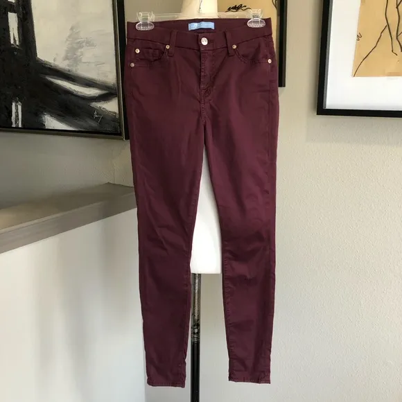 7 FOR ALL MANKIND burgundy red b(air) lightweight skinny jeans