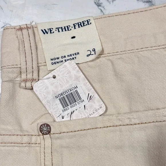 #71 NWT Free People Now Or Never Denim Shorts in Ecru