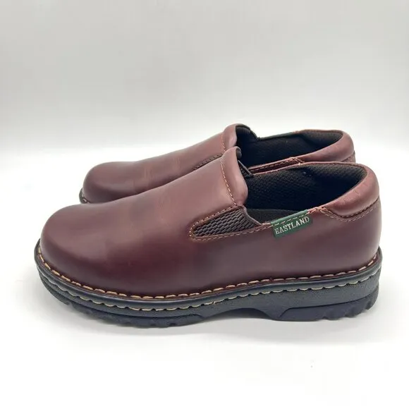 7W 7 WIDE WIDTH Eastland Womens Newport Brown Leather Slip On Loafers Shoes