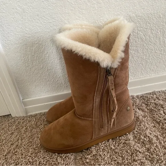 ABEO  Women's Victoria - Shearling Mid-Calf Boots in Chestnut Tan size 8 winter
