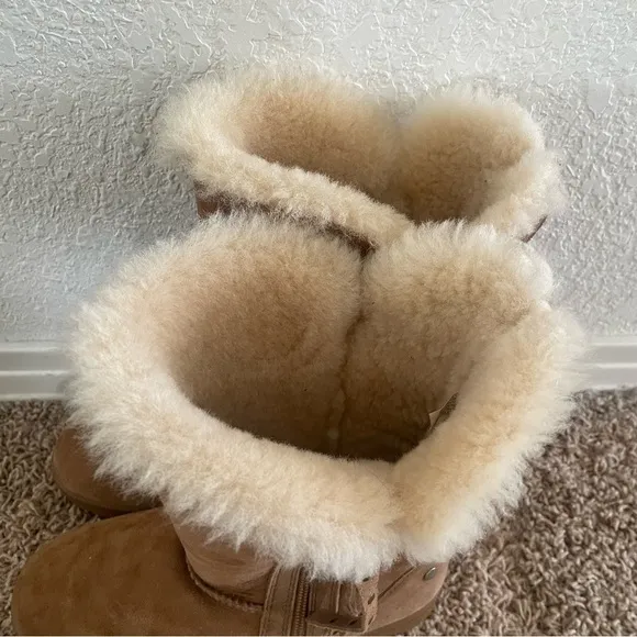 ABEO  Women's Victoria - Shearling Mid-Calf Boots in Chestnut Tan size 8 winter