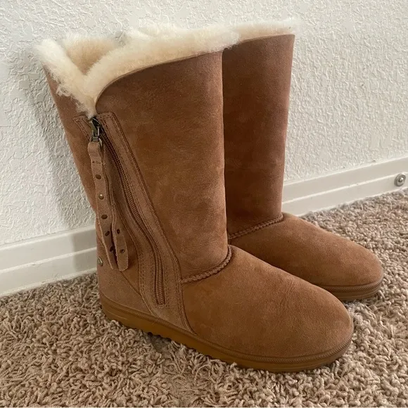 ABEO  Women's Victoria - Shearling Mid-Calf Boots in Chestnut Tan size 8 winter
