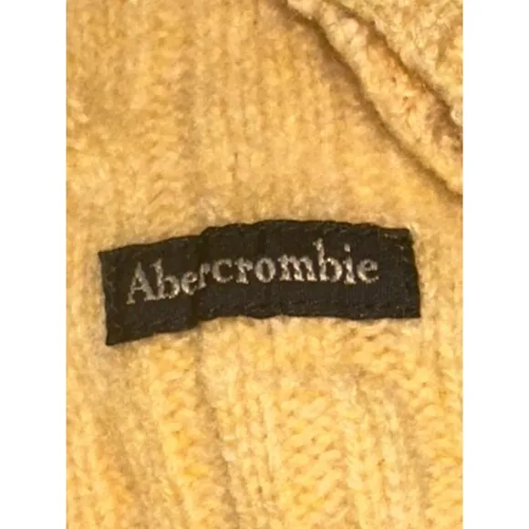 Abercrombie &amp; Fitch Yellow Cable Knit Wool Hoodie Sweater Size Large