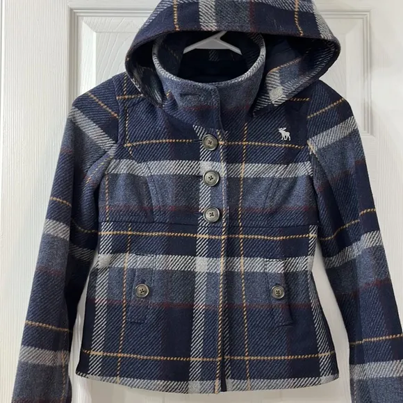 Abercrombie kids plaid coat Size Small