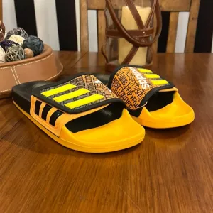 Adidas Adilette TNF Lionel Messi slides sandals shoes yellow black Mens Size 11
