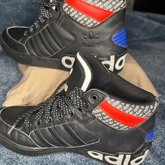 Adidas Black and Blue Sneakers with Sporty Design