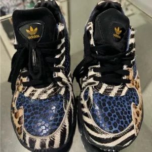 Adidas Blue and Black Sneakers with Zebra Pattern