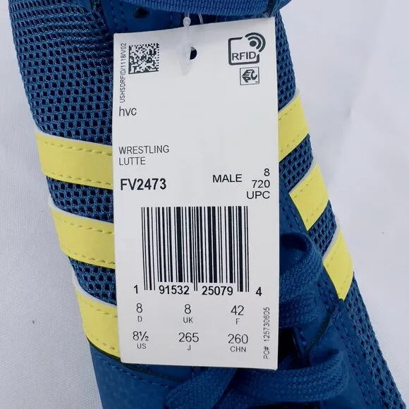 Adidas Mens HVC Wrestling Bright Blue And Yellow Shoes 81/2 NWT