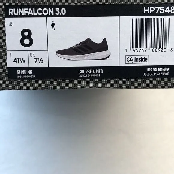 adidas Men's Run Falcon 3.0 shoes, Grey/Black/Carbon 8
