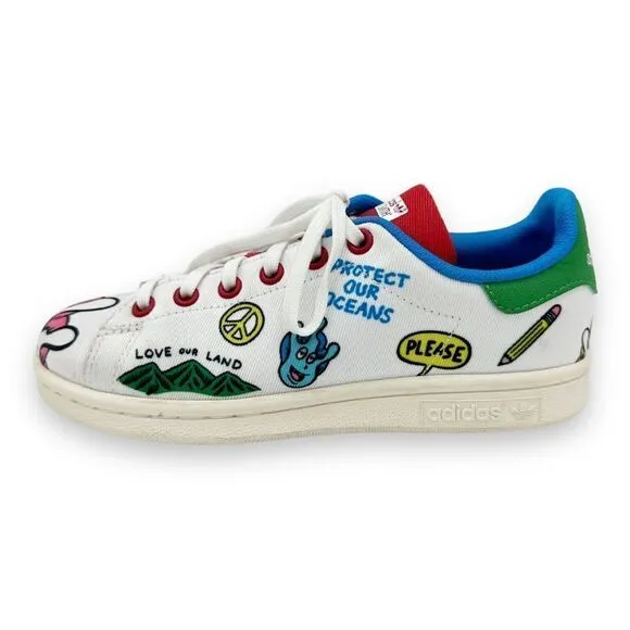 adidas originals Aaron Kai x Stan Smith Primeblue Big Kid 'Doodle Shoes Sz 1.5