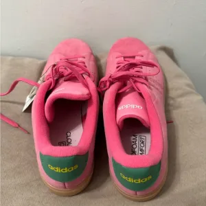 Adidas Pink and Green Athletic Shoes Sporty Design
