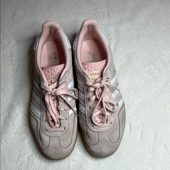 Adidas Pink and White Retro-Inspired Sneakers