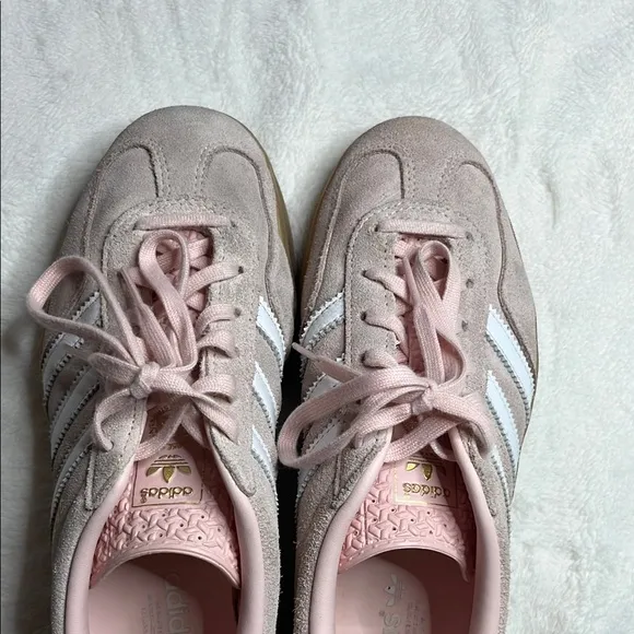 Adidas Pink and White Retro-Inspired Sneakers
