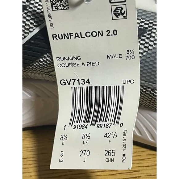 Adidas Run Falcon 2.0 Running Shoes Mens Size 9 Gray Mesh
