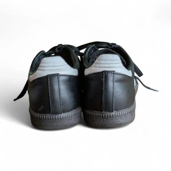 Adidas Samba Leather Sneakers Shoes Women's Sz 7 Core Black Cloud White Gum Sole