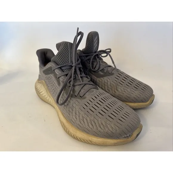 Adidas Shoes Mens 11 Alphabounce Plus Running Sneakers Mesh Gray Low EF1229