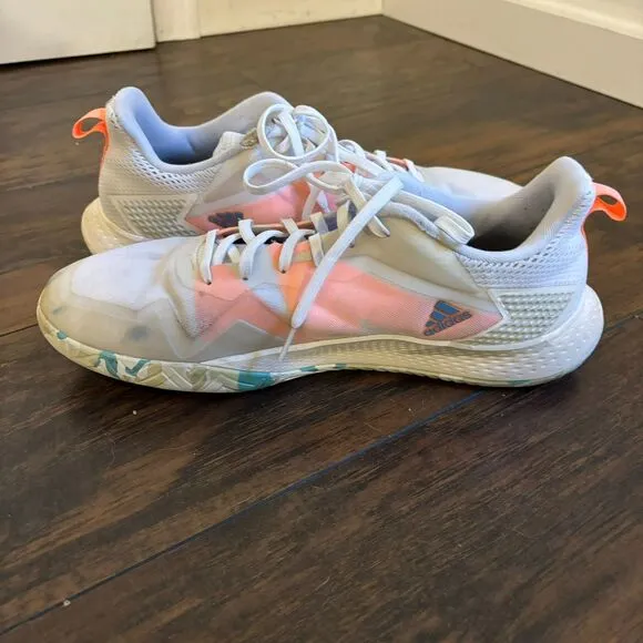 Adidas size 11.5 Neon Coral and White Sporty Athletic Running Shoes