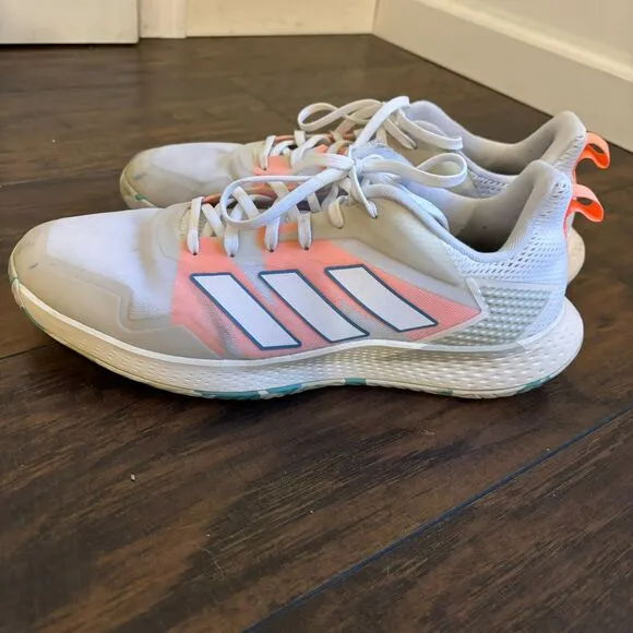 Adidas size 11.5 Neon Coral and White Sporty Athletic Running Shoes