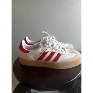 Adidas Women's Sambae Leather Shoes White/Red - Sz 9.5 New!