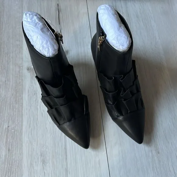 AEROSOLS Women's Kitten Heel Ankle Boot in black Genuine Leather Size 6M NWT