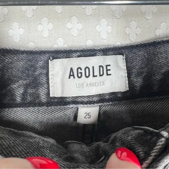 Agolde Faded Black Skater Grunge Dee Denim High Rise Shorts