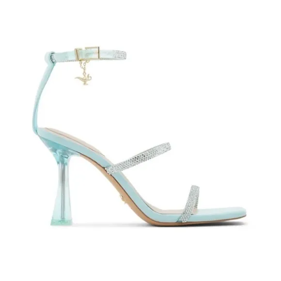 Aldo x Disney Aladdin Jasmine Women's Aqua genie lamp charm Heels size 8