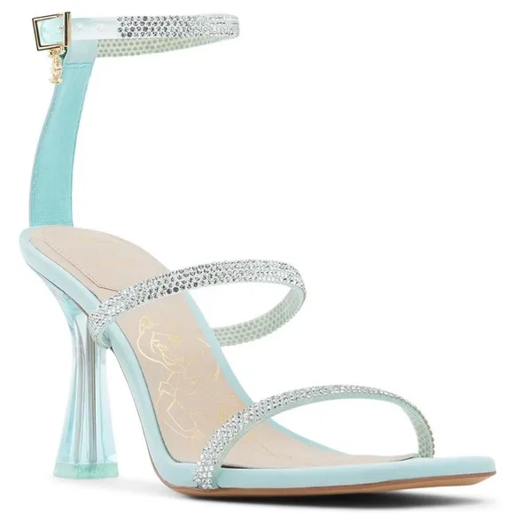 Aldo x Disney Aladdin Jasmine Women's Aqua genie lamp charm Heels size 8