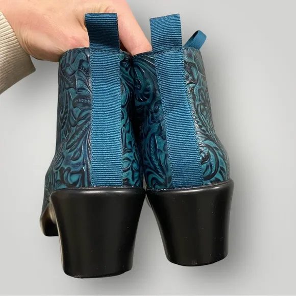 Alegria Eliza Teal Tooled Boots Sz 36