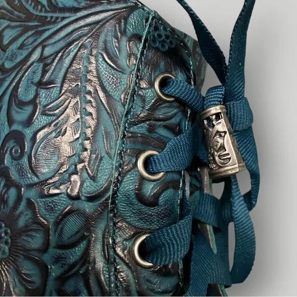 Alegria Eliza Teal Tooled Boots Sz 36