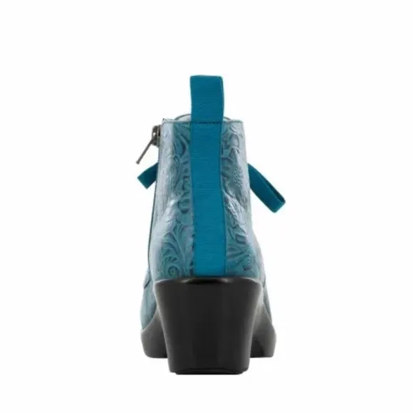 Alegria Eliza Teal Tooled Boots Sz 36