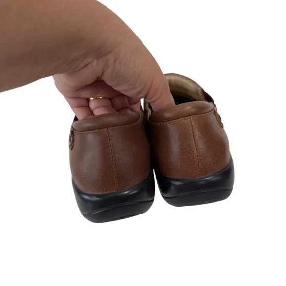 Alegria Womens Slip-On Leather Shoes Brown Size 40 Comfortable Work Footwear