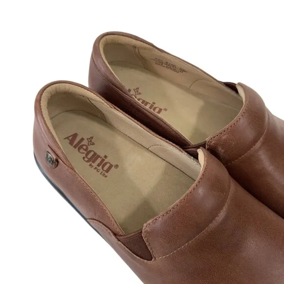 Alegria Womens Slip-On Leather Shoes Brown Size 40 Comfortable Work Footwear
